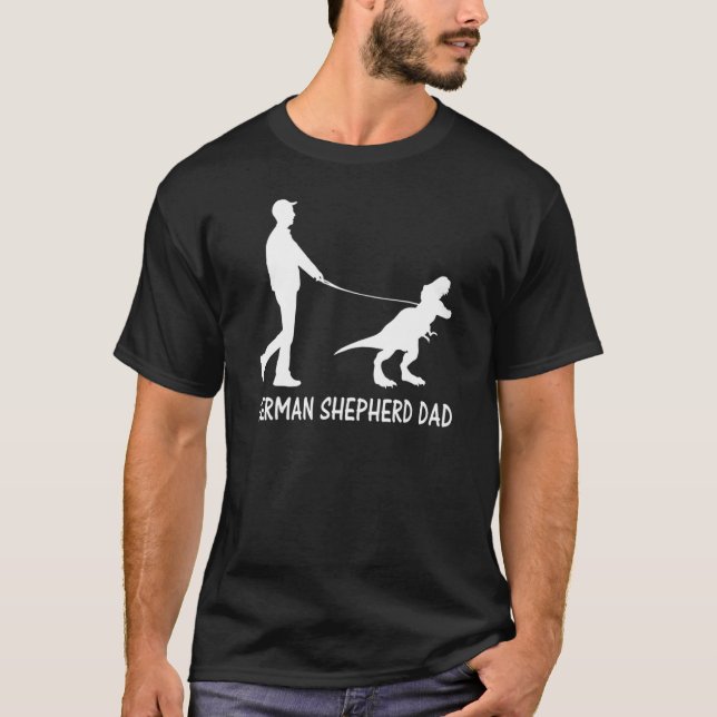 Mens German Shepherd Vater Dinosaur Gsd Eigentümer T-Shirt (Vorderseite)