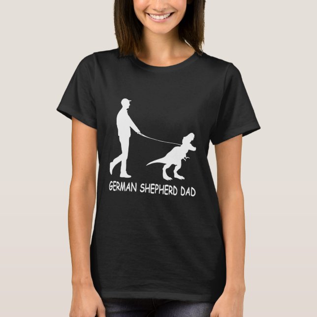 Mens German Shepherd Vater Dinosaur Gsd Eigentümer T-Shirt (Vorderseite)