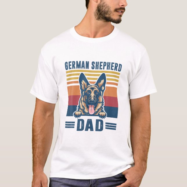Mens German Shepherd Vater Father Retro German She T-Shirt (Vorderseite)
