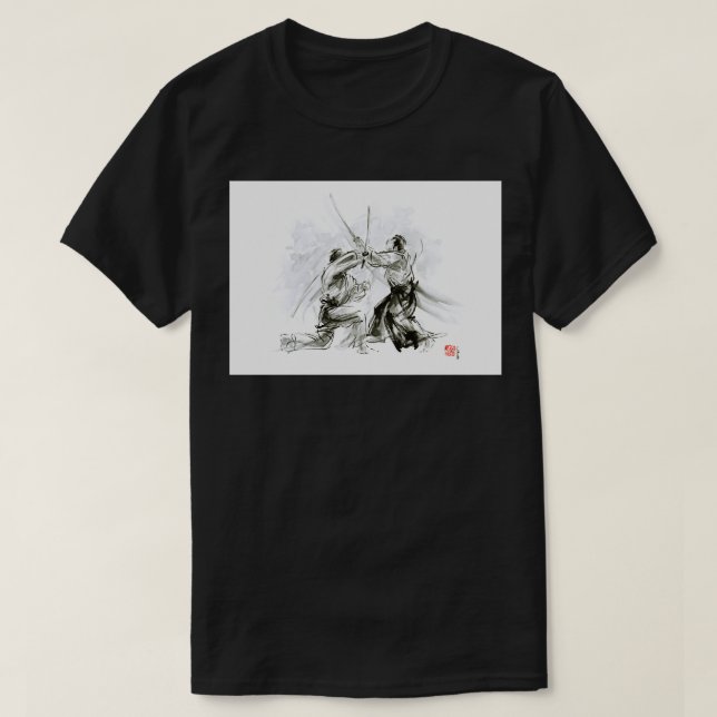 Mens Geschenk Ideen aikido Kampfkünste Tinte zeich T-Shirt (Design vorne)