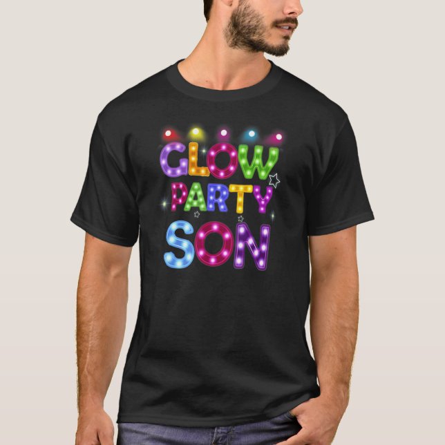 Mens Glow Party Son Birthday Lights Party Vatersch T-Shirt (Vorderseite)