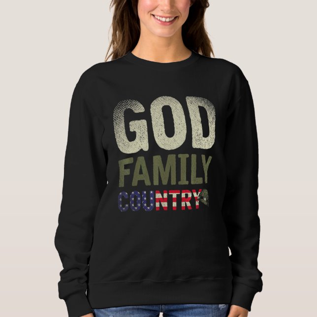 Mens God Family Land 4. Juli Patriotic verkauft Sweatshirt (Vorderseite)