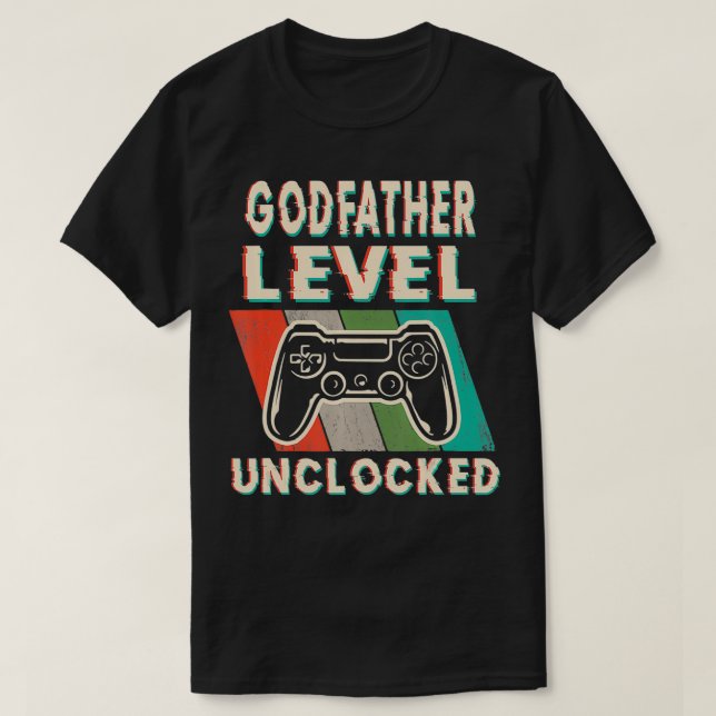 Mens Godfather Level Unlocked Funny Leveled Up To  T-Shirt (Design vorne)