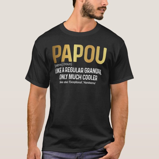 Mens Gold Papou Cooler Großvater Bester Vater D T-Shirt (Vorderseite)