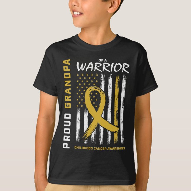 Mens Gold Proud Grandpa Childhood Cancer Awareness T-Shirt (Vorderseite)