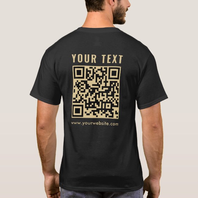 Mens Gold Scan Me QR Code beidseitige Druck T-Shirt (Rückseite)