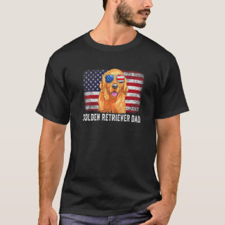 Mens Golden Retriever Vater American Flag Vater's T-Shirt