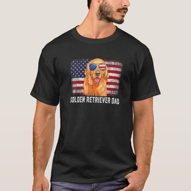 Mens Golden Retriever Vater American Flag Vater's T-Shirt (Vorderseite)