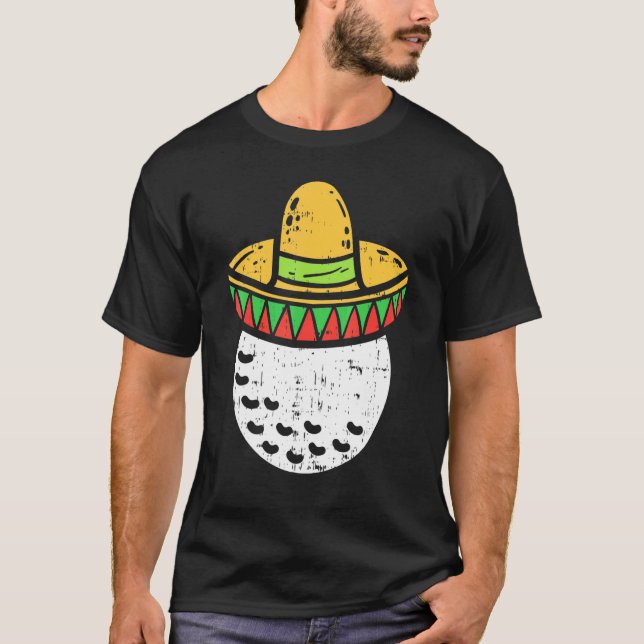 Mens Golf Ball Sombrero Cinco De Mayo Mexikanische T-Shirt (Vorderseite)