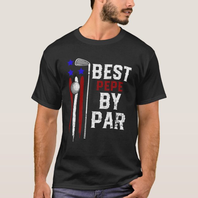 Mens Golf Best Pepe Par Grandpa Golfer Flag Ame T-Shirt (Vorderseite)