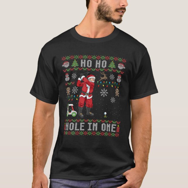 Mens Golf hässlich Weihnachten Ho Ho Loch in einem T-Shirt (Vorderseite)