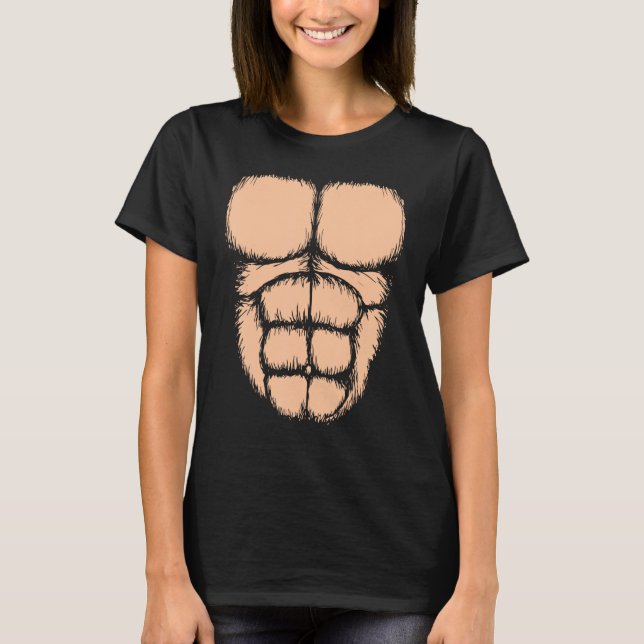 Mens Gorilla Chest Muscles Six Pack T-Shirt (Vorderseite)