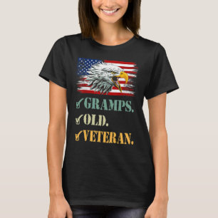 Mens Gramps Old Veteran American Eagle Flag Cool m T-Shirt