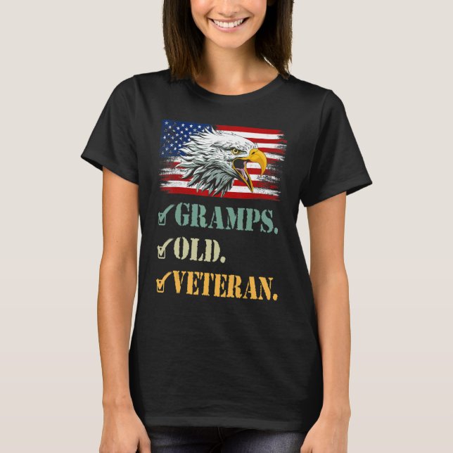 Mens Gramps Old Veteran American Eagle Flag Cool m T-Shirt (Vorderseite)