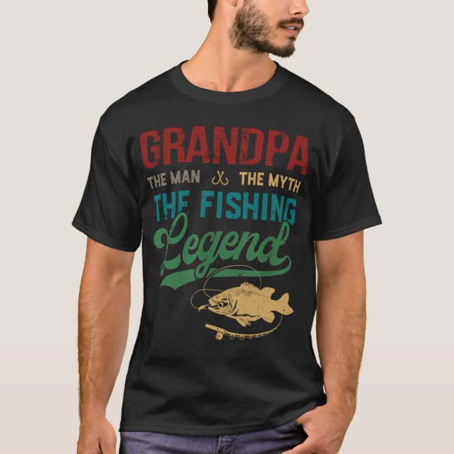 Mens Grandpa Man Myth Fishing Legend Funny Fishing T-Shirt (Vorderseite)