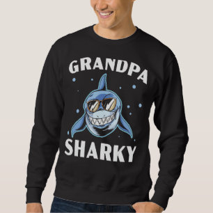 Mens Grandpa Sharky Großvater Hai Großeltern Sweatshirt