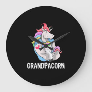 Mens Grandpacorn Einhorn Opa und Großvater Große Wanduhr