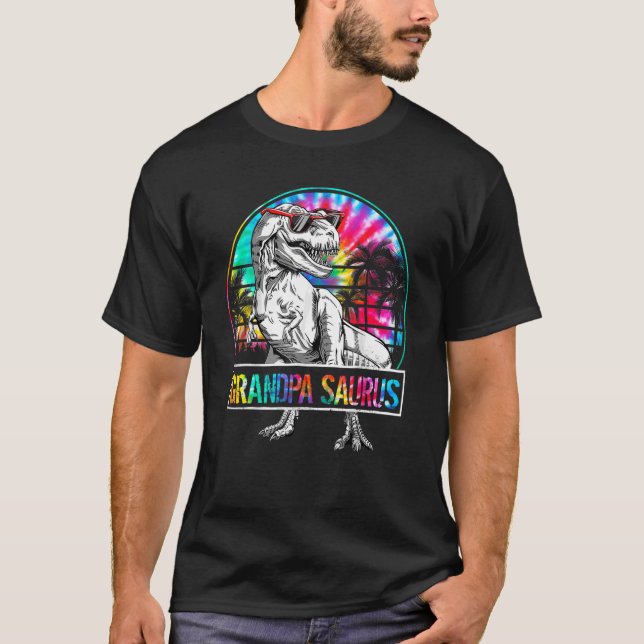 Mens Grandpasaurus Dinosaur Papa Saurus Summer Tee (Vorderseite)