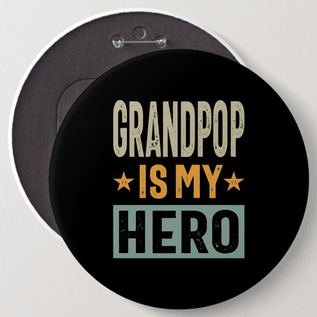 Mens Grandpop ist mein Held - Vater Opa-Geschenk Button (Vorne & Hinten)