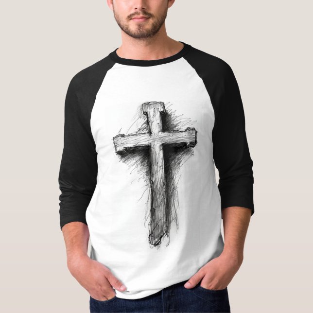 Men's Graphic Christian Cross Baseball Tee (Vorderseite)