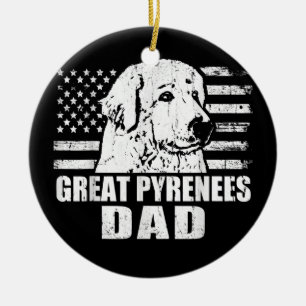 Mens Great Pyrenäen Vater Cool Vintag Retro Proud Keramik Ornament