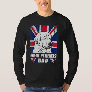 Mens Great Pyrenäen Vater Coole britische Flagge V T-Shirt