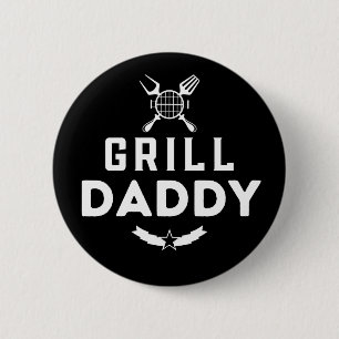 Mens Grill Daddy GRILLEN und Rauchen zum Vatertag Button