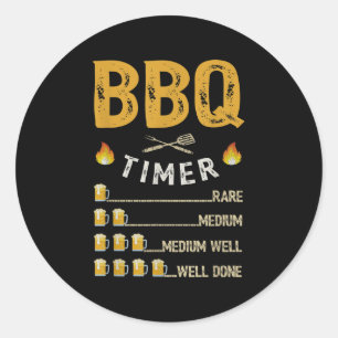 Mens Grillen Timer Barbecue Funny Grill Grilling B Runder Aufkleber