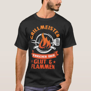 Mens Grillmeister Ruler über das Glow Flames Grill T-Shirt
