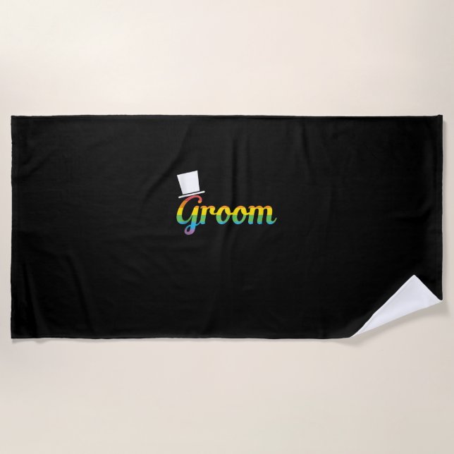 Mens Groom LGBT Gay Bachelor Party Strandtuch (Vorderseite)
