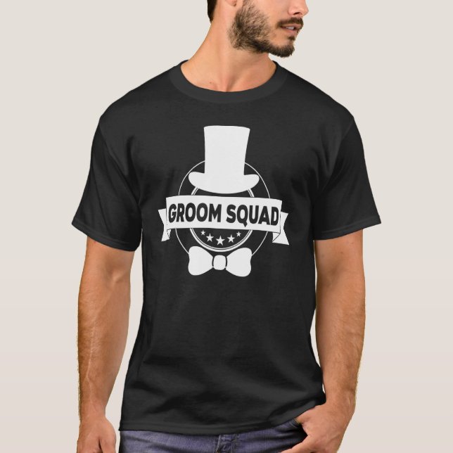 Mens Groom Squad Hat Niedliche Verlobung Hochzeits T-Shirt (Vorderseite)