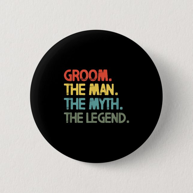 Mens Groom Wedding Bachelor Party Retro Vintag Button (Vorderseite)