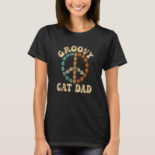 Mens Groovy Cat Vater 70er Ästhetische 1970 S Retr T-Shirt