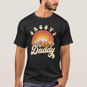 Mens Groovy Daddy Retro Rainbow Blume D T-Shirt