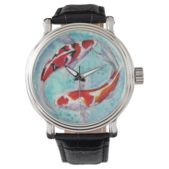 Mens gucken. Japanisch Koi Karp Design Armbanduhr (Vorderseite)