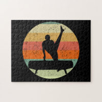 Mens Gymnastics Male on Pommel Horse Sunset