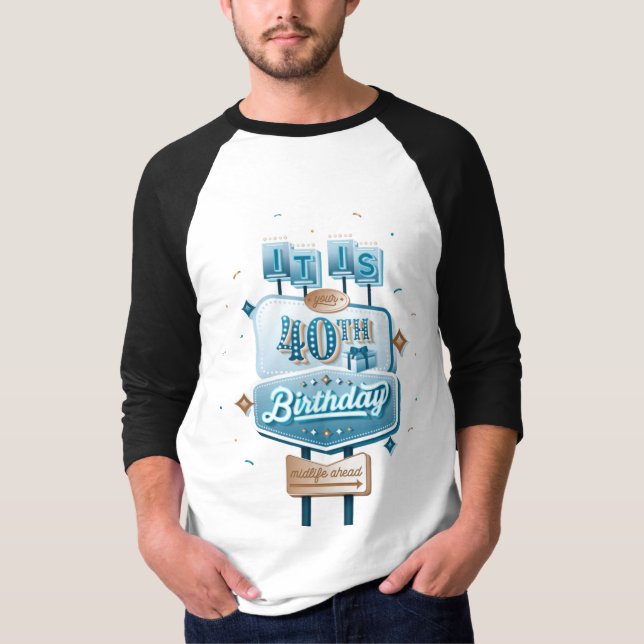 Men's Happy 40. Geburtstag Baseball T-Shirt (Vorderseite)