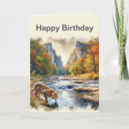 Mens Happy Birthday Bobcat Nature Grußkarte Karte