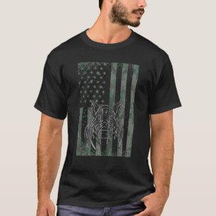 Mens Hog Junting American Camouflage USA Flag Boar T-Shirt