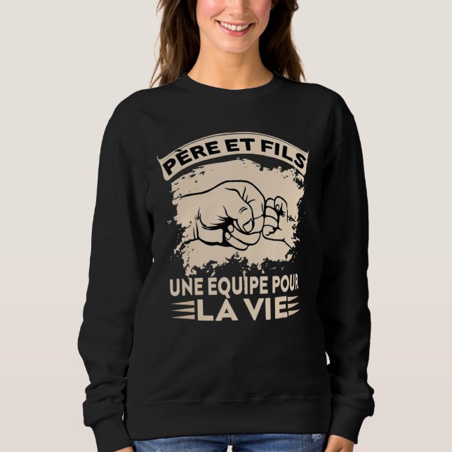 Mens Homme Cadeau Fete des Pere et fils Papou Papa Sweatshirt (Vorderseite)