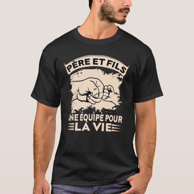 Mens Homme Cadeau Fete des Pere et fils Papou Papa T-Shirt (Vorderseite)