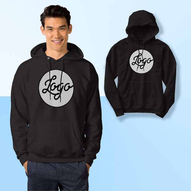 Mens Hoodie Black Customizing (Zazzle Mens Hoodie Black Customize Sweatshirt_Custom_Personalized_Gifts_add_business logo photo)