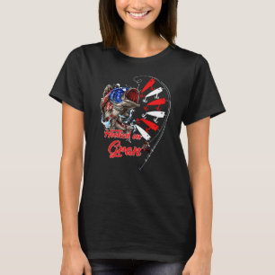 Mens Hooked über das amerikanische Flaggenpatter f T-Shirt
