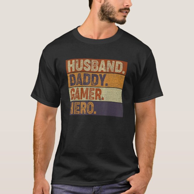 Mens  Husband Dad Father Gamer Gaming T-Shirt (Vorderseite)