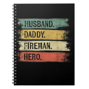 Mens Husband Daddy Fireman Hero Feuerwehrmann Notizblock