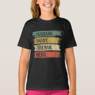 Mens Husband Daddy Fireman Hero Feuerwehrmann T-Shirt
