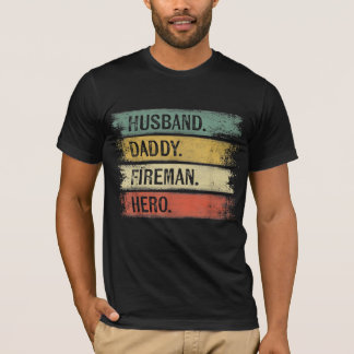 Mens Husband Daddy Fireman Hero Feuerwehrmann T-Shirt