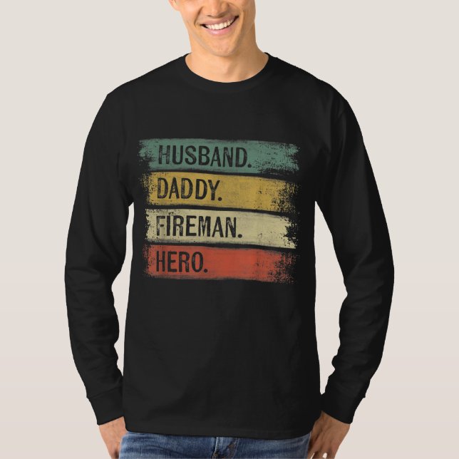 Mens Husband Daddy Fireman Hero Feuerwehrmann T-Shirt (Vorderseite)