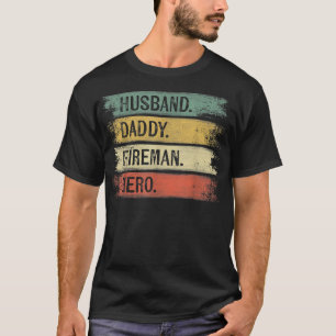 Mens Husband Daddy Fireman Hero Feuerwehrmann Vate T-Shirt