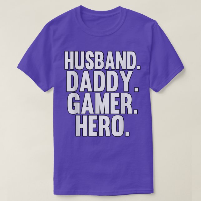 Mens Husband Daddy Gamer Hero Play Video Games  T-Shirt (Design vorne)